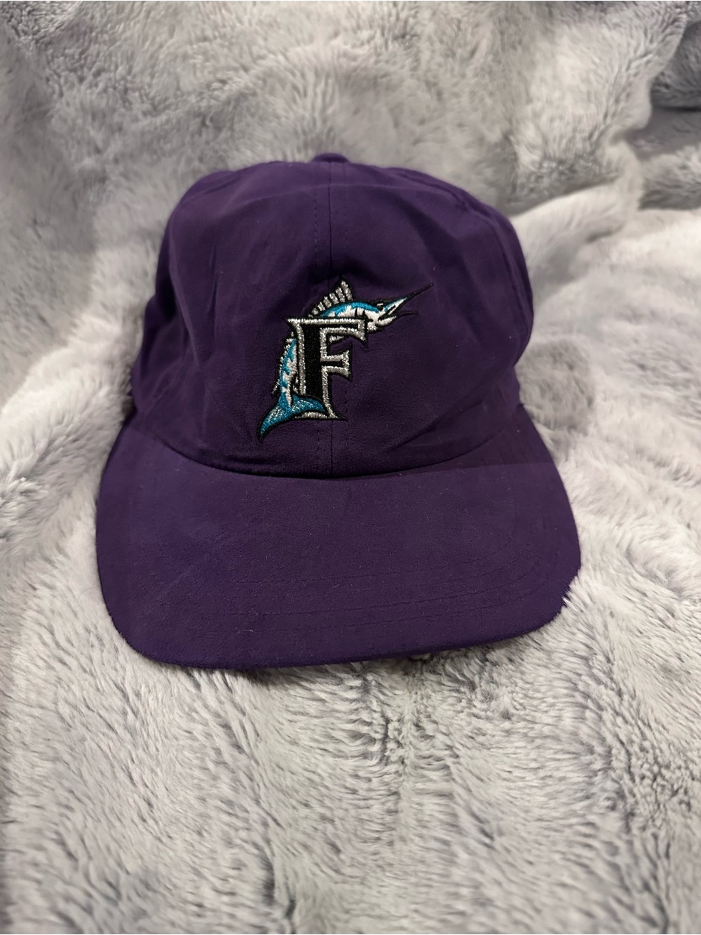 Genuine Merchandise Florida Marlins Purple Suede Baseball Cap VTG Adjustable